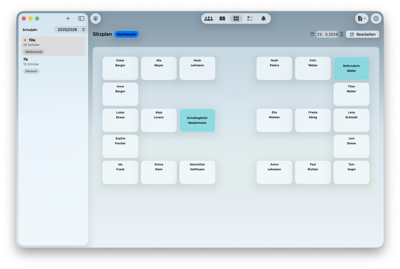 NotenPilot Sitzplaneditor: Drag-and-Drop Sitzordnung